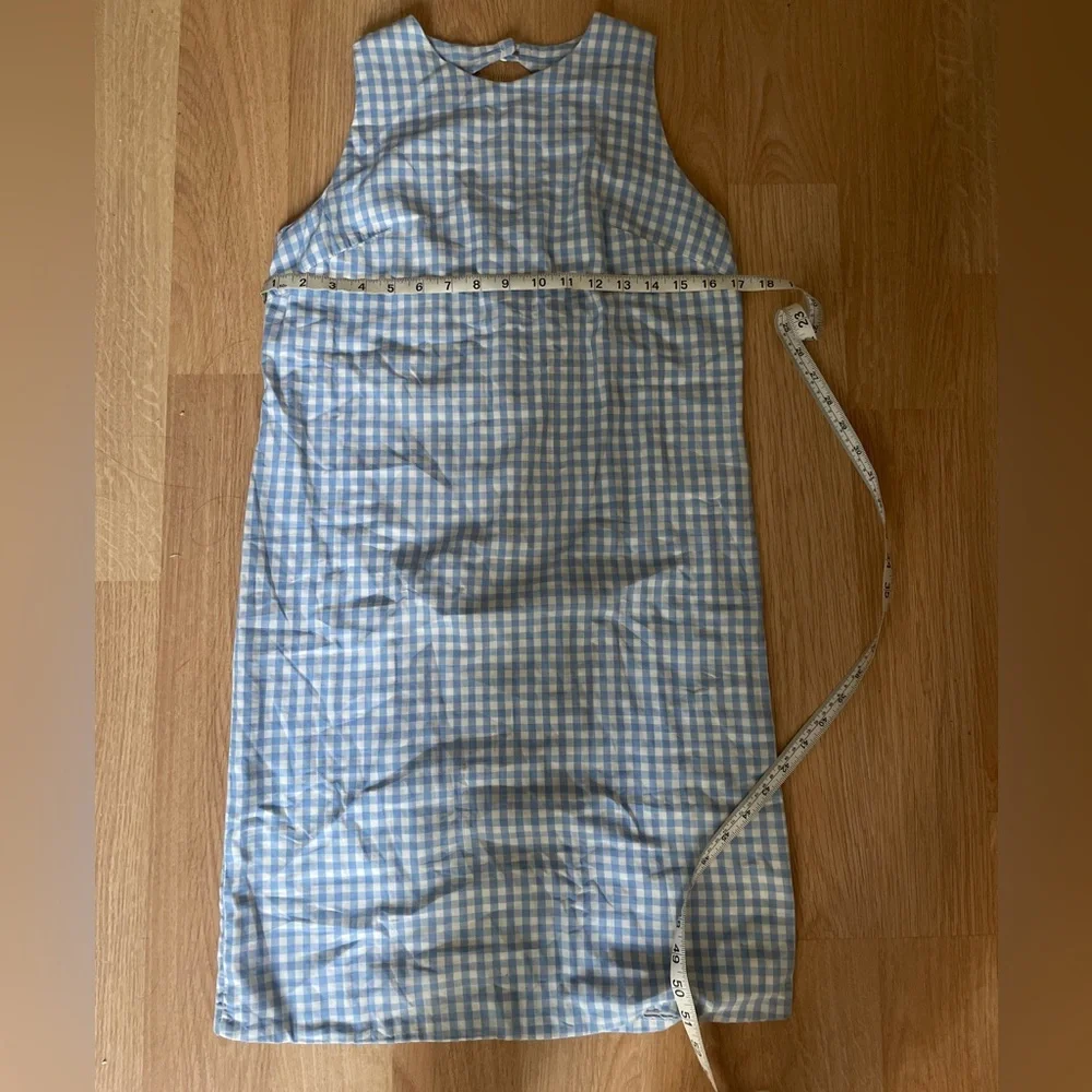 Vintage Gingham Blue & White Shift Dresss - Picture 2 of 5